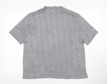 Zara Women Grey Mock Neck Short Sleeve Modal T-Shirt Size S