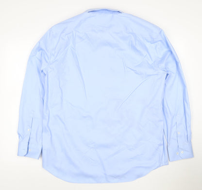 Marks and Spencer Mens Blue Regular Fit Non-Iron Cotton Shirt 16.5 42in