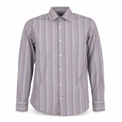 Jaeger Men's Grey Classic Fit Striped Button-Up Shirt Size 15