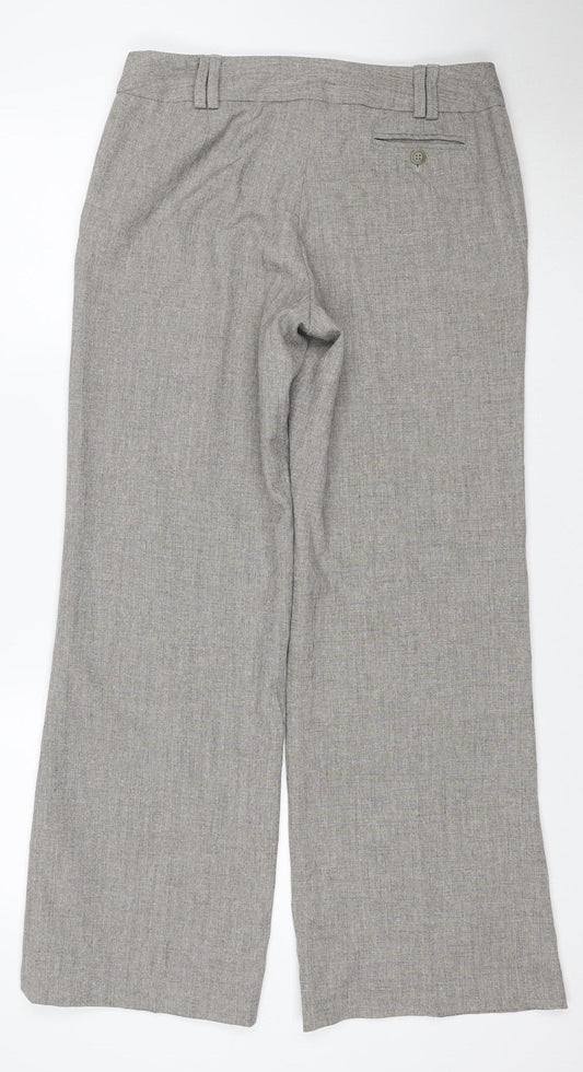 Dorothy Perkins Women’s Grey Wide-Leg Linen Blend Trousers Size 12