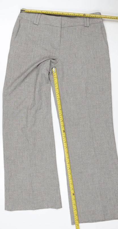 Dorothy Perkins Women’s Grey Wide-Leg Linen Blend Trousers Size 12