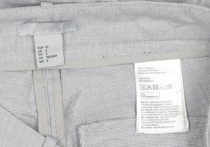 H&M Men's Grey Slim Fit Check Chino Trousers XS