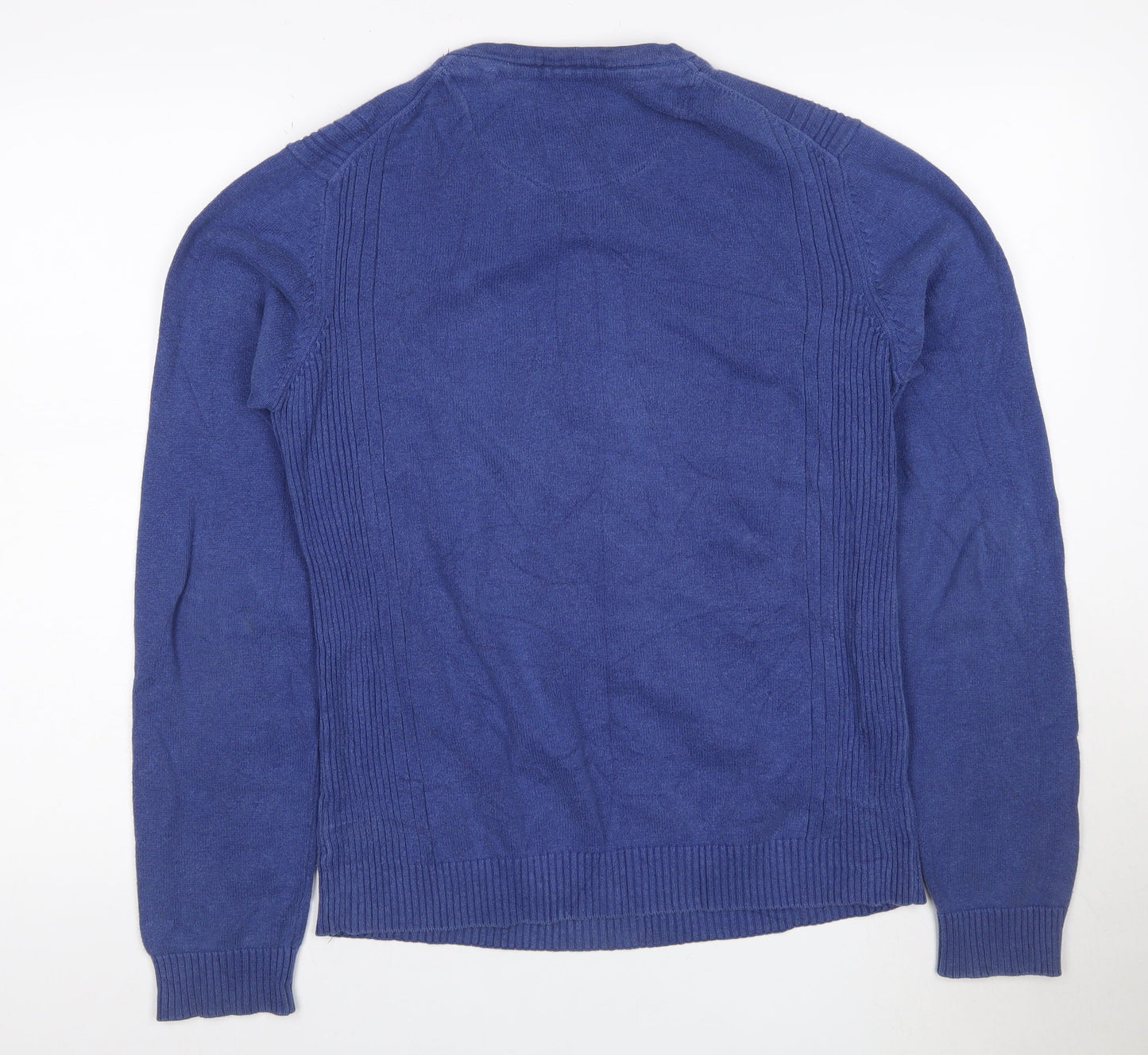 Angelo Litrico Men's Blue Henley Knit Jumper Size M
