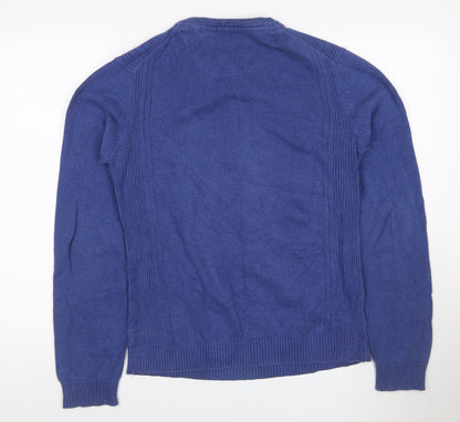 Angelo Litrico Men's Blue Henley Knit Jumper Size M