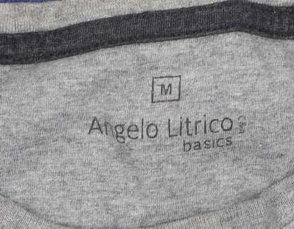 Angelo Litrico Men's Blue Henley Knit Jumper Size M