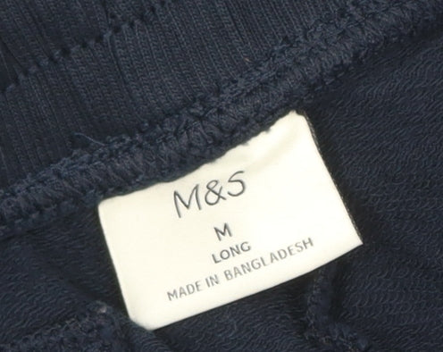 Marks and Spencer Mens Blue M Long Jogger Trousers Cotton Blend