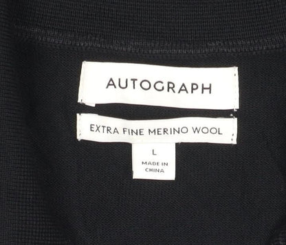 Marks and Spencer Autograph Men’s Black Merino Wool Henley Jumper L