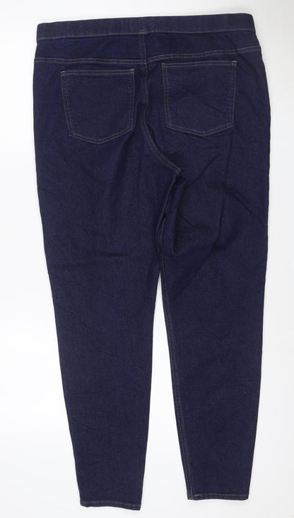 Marks and Spencer Women's Blue Dark Indigo Jegging Jeans Size 18 Long