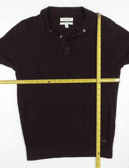 Marks and Spencer Men’s Brown Cotton Modal Henley Jumper Size S