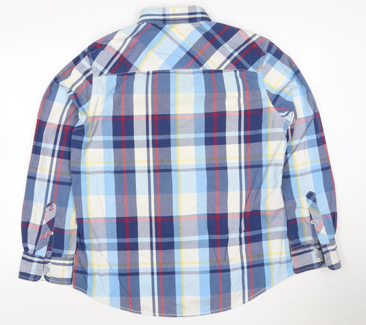 Boden Men's Blue Checked Long Sleeve Button-Up Shirt Size L