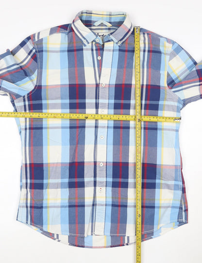 Boden Men's Blue Checked Long Sleeve Button-Up Shirt Size L