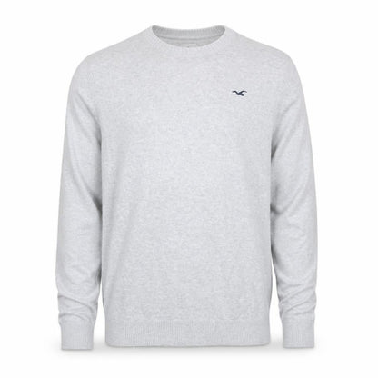 Hollister Men Grey Cotton Blend Crew Neck Pullover Jumper L
