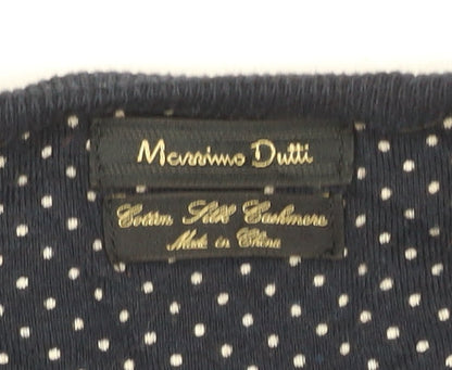 Massimo Dutti Women's Blue V-Neck Cotton Cashmere Jumper Size M