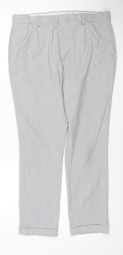 Next Men's Grey Chino Trousers 34W 31L Regular Fit Lightweight