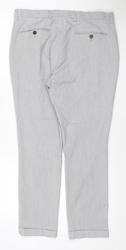 Next Men's Grey Chino Trousers 34W 31L Regular Fit Lightweight