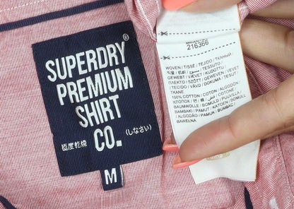 Superdry Men Red Short Sleeve Cotton Button-Up Shirt M
