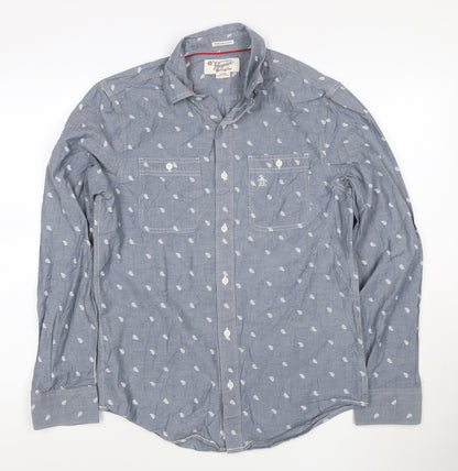 Original Penguin Blue Paisley Mens Button-Up Shirt Size S