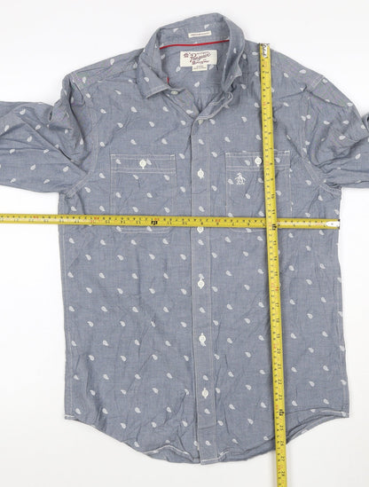 Original Penguin Blue Paisley Mens Button-Up Shirt Size S