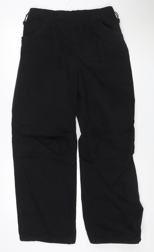 Bershka Womens Black Wide-Leg Cargo Trousers Size M