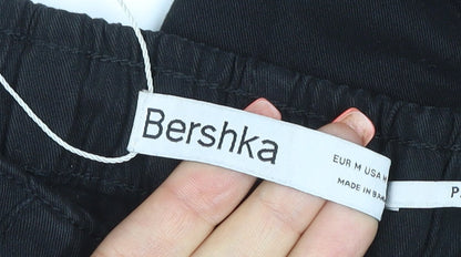 Bershka Womens Black Wide-Leg Cargo Trousers Size M