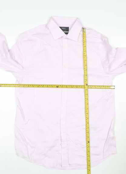 Marks and Spencer Men’s Pink 16in Regular Fit Long Sleeve Cotton Shirt