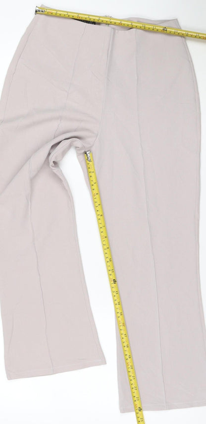 Nasty Gal Women’s Beige Wide-Leg Crepe Trousers UK 10