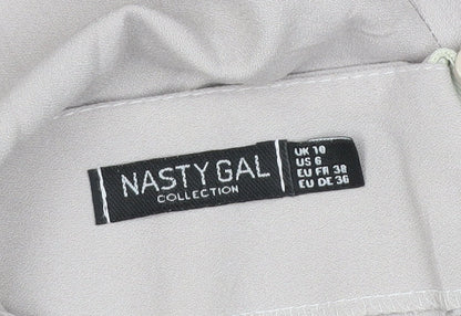 Nasty Gal Women’s Beige Wide-Leg Crepe Trousers UK 10