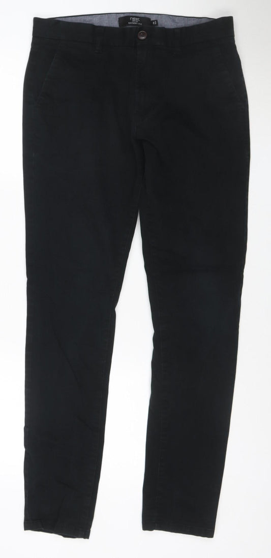 Next Men’s Black Skinny Fit Chino Trousers 30W 31L Cotton Stretch