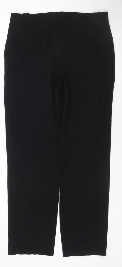 Marks and Spencer Women Black UK 12 Regular Straight Leg Trousers