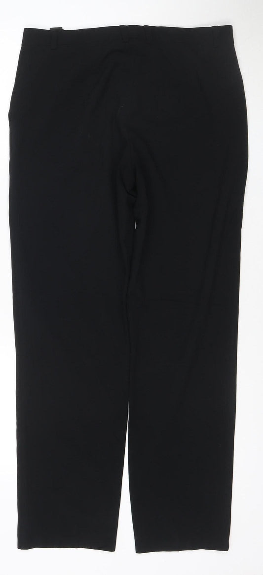 Marks and Spencer Women Black UK 12 Regular Straight Leg Trousers