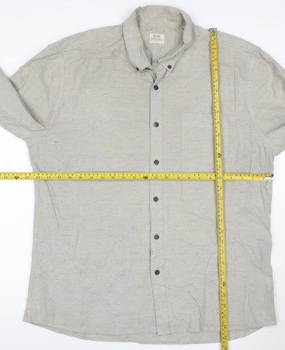 AW85 Men's Grey XL Button-Down Long Sleeve Casual Shirt