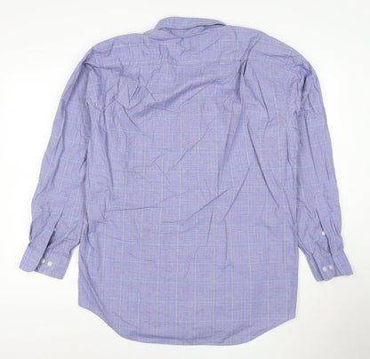 Nautica Men's Blue Check 15.5 Button-Down Long Sleeve Cotton Shirt