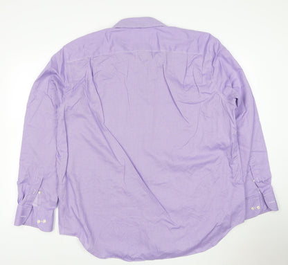 Marks and Spencer Men's Purple Regular Fit Long Sleeve Cotton Shirt Size 18 46