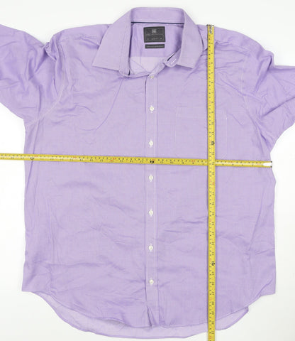 Marks and Spencer Men's Purple Regular Fit Long Sleeve Cotton Shirt Size 18 46