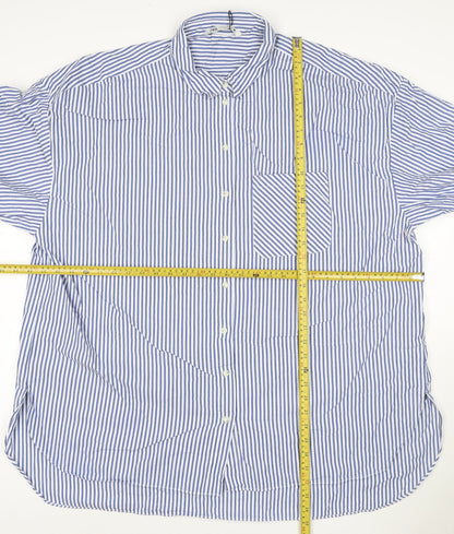 ZARA Men's Blue Striped Cotton Button-Up Shirt 2XL Regular Fit