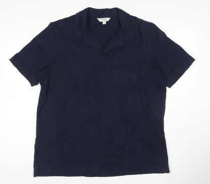 Marks and Spencer Autograph Men's Navy Cotton Short Sleeve Polo L