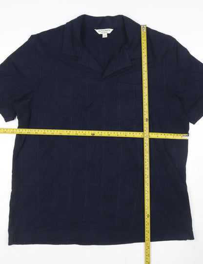 Marks and Spencer Autograph Men's Navy Cotton Short Sleeve Polo L