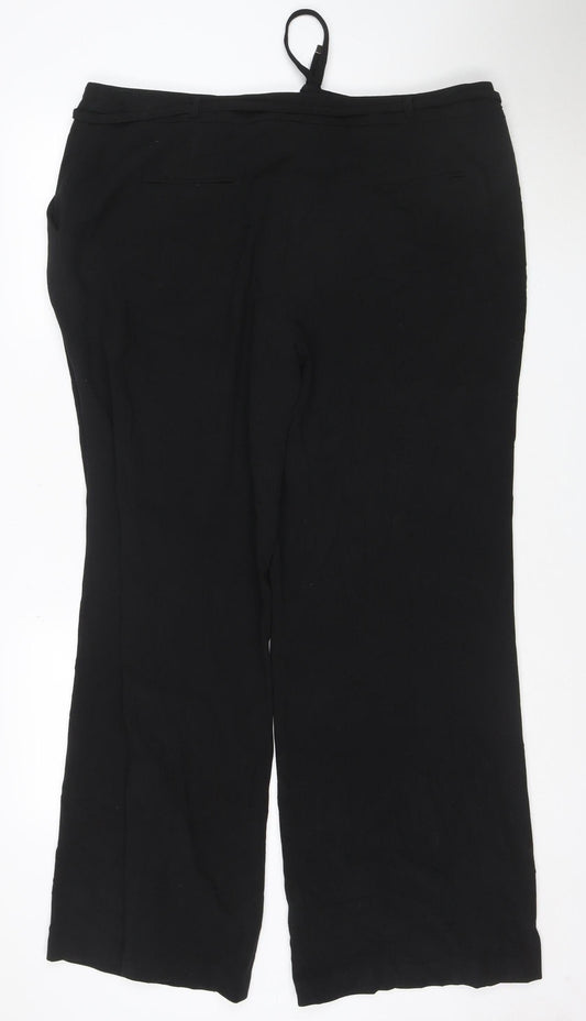 Betty Jackson Black Women’s Wide-Leg Black Trousers Size 18 Wool Blend