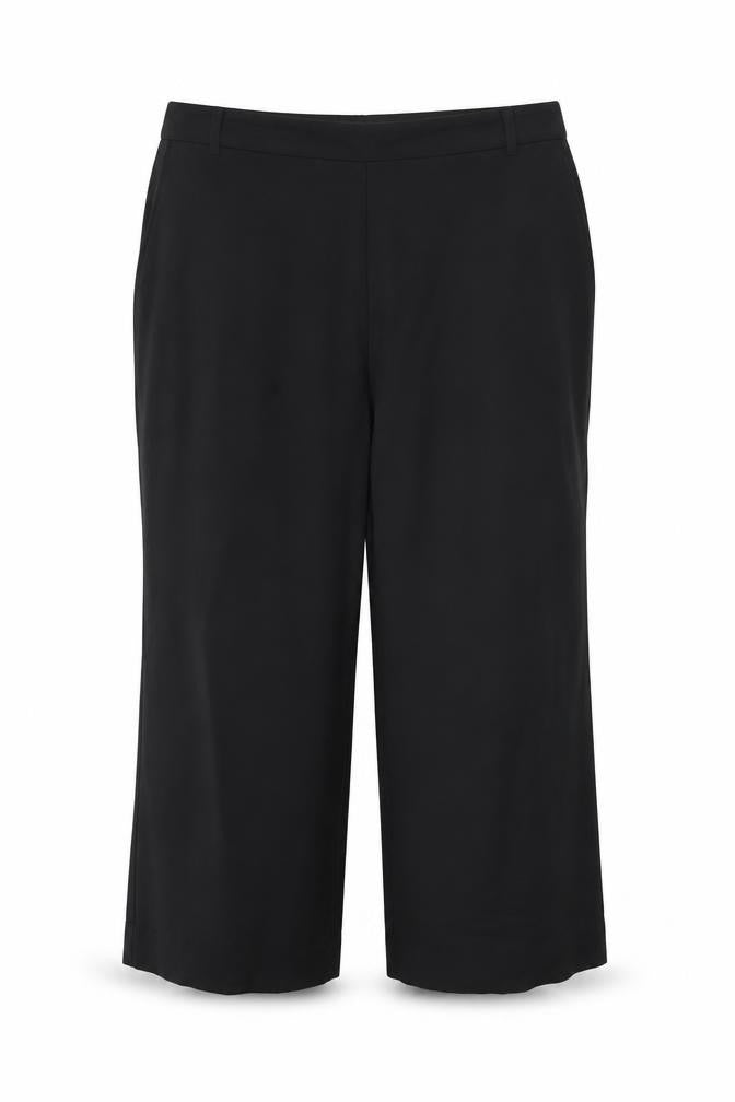 Front view of Betty Jackson Black Women’s Wide-Leg Black Trousers, size UK 18, Wool Blend