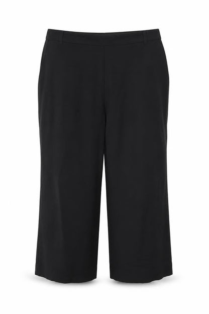 Front view of Betty Jackson Black Women’s Wide-Leg Black Trousers, size UK 18, Wool Blend