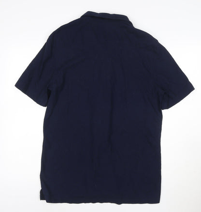 Marks and Spencer Autograph Men's Blue L Short Sleeve Cotton Button-Up Shirt