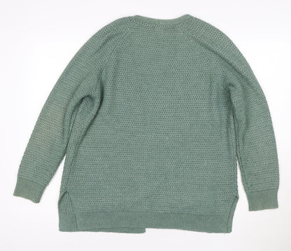 Fat Face Women's Green Cotton Knit Long Sleeve Cardigan Size 12