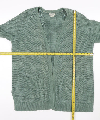 Fat Face Women's Green Cotton Knit Long Sleeve Cardigan Size 12