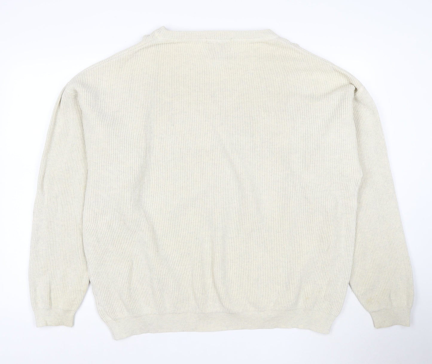 Eddie Bauer Men's Ivory Cotton Crew Neck Pullover Jumper L