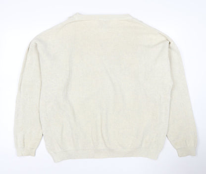 Eddie Bauer Men's Ivory Cotton Crew Neck Pullover Jumper L