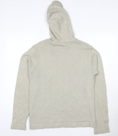 Burton Men’s Beige Full Zip Hooded Knit Jumper Size M