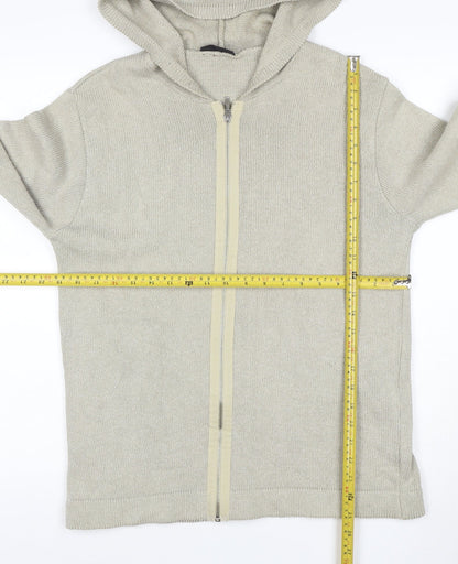 Burton Men’s Beige Full Zip Hooded Knit Jumper Size M