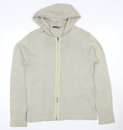Burton Men’s Beige Full Zip Hooded Knit Jumper Size M