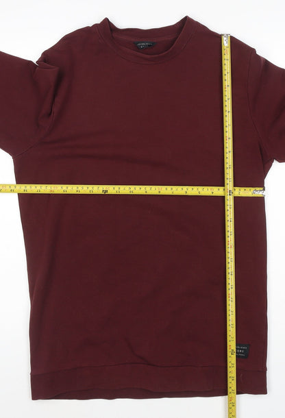 Jack & Jones Men's Red Crew Neck Long Sleeve Pullover Sweatshirt S