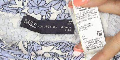 Marks and Spencer Women's Multicoloured Floral Mock Neck Long Sleeve Top Size 10